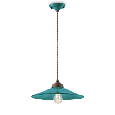 FerroLuce Colors Lampada a sospensione in metallo e diffusore in ceramica dallo stile industrial Colore: Verde