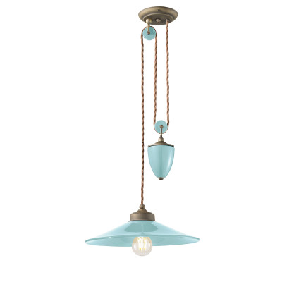 FerroLuce Colors Lampada a sospensione in metallo e diffusore in ceramica in stile industrial Colore: Azzurro