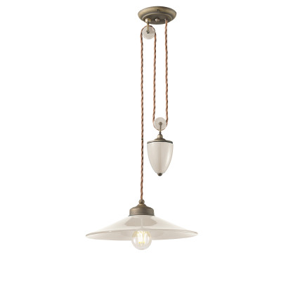 FerroLuce - Colors - Lampada a sospensione in metallo e diffusore in ceramica in stile industrial - 1 Lampadina E27 77W - IP20 - SKU: C1632