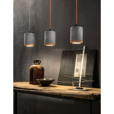 FerroLuce - Mateca - Lampada a sospensione in stile industrial con diffusore cilindrico in ceramica - 1 Lampadina E27 53W - IP20 - SKU: C988