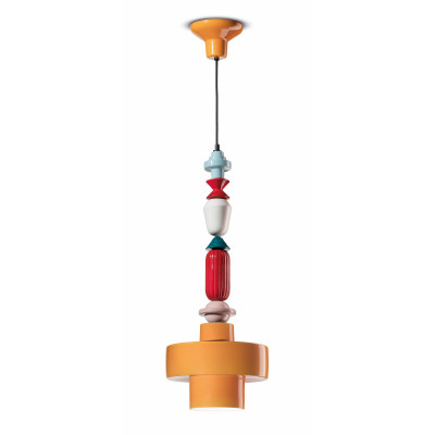 FerroLuce - Lariat - Lampada a sospensione media interamente in ceramica dalle linee moderne decò - 1 Lampadina E27 53W - IP20 - SKU: C2531