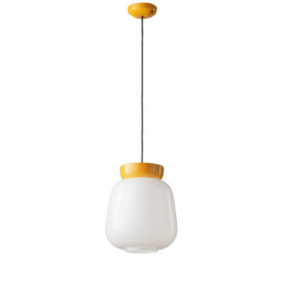 FerroLuce Corcovado Lampada a sospensione moderna con diffusore grande in vetro Colore: Giallo