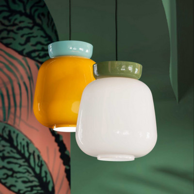 FerroLuce - Corcovado - Lampada a sospensione moderna con diffusore grande in vetro - 1 Lampadina E27 60W - IP20 - SKU: C2742
