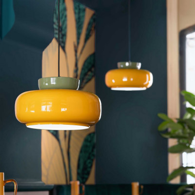 FerroLuce - Maracanà - Lampada a sospensione moderna con diffusore largo in ceramica - 1 Lampadina E27 60W - IP20 - SKU: C2741