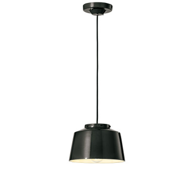FerroLuce 50's Lampada a sospensione piccola con diffusore in ceramica dal design industrial Colore: Nero
