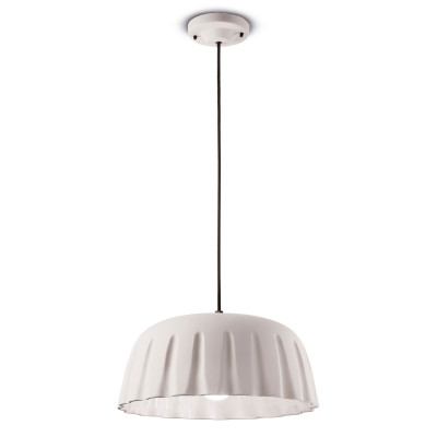 FerroLuce - Madame Gres - Lampada a sospensione piccola con paralume in ceramica dalle linee moderne decò - 1 Lampadina E27 53W - IP20 - SKU: C2570