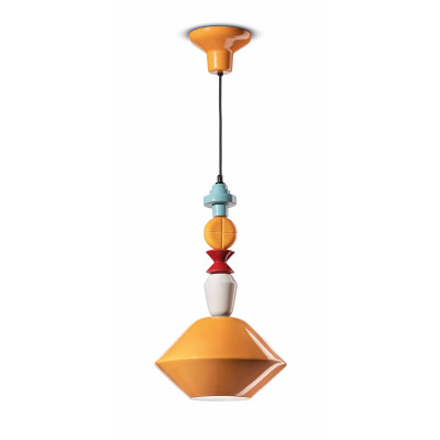 FerroLuce - Lariat - Lampada a sospensione piccola interamente in ceramica dal design moderno decò - 1 Lampadina E27 53W - IP20 - SKU: C2510