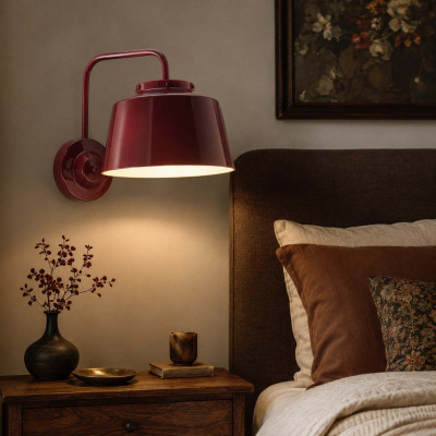 FerroLuce 50's Lampada da parete con diffusore in ceramica dal design industrial Colore: Bordeaux