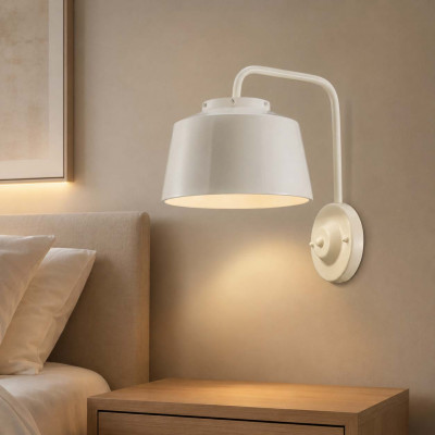 FerroLuce 50's Lampada da parete con diffusore in ceramica dal design industrial Colore: Crema