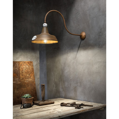FerroLuce - Grunge - Lampada da parete con diffusore in ceramica in stile industrial - 1 Lampadina E27 77W - IP20 - SKU: C1602-VIB
