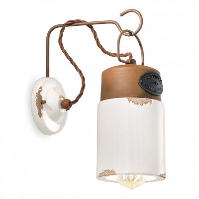 FerroLuce - Industrial - Lampada da parete dal design industrial con diffusore a cilindro in ceramica - 1 Lampadina E27 30W - IP20 - SKU: C1621