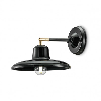 FerroLuce - B&W - Lampada da parete dal design industrial con diffusore in ceramica - 1 Lampadina E14 46W - IP20 - SKU: C2332-08