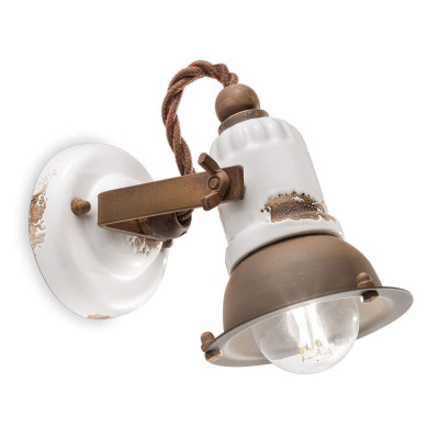 FerroLuce - Loft - Lampada da parete dal design industrial con diffusore in ceramica - 1 Lampadina E14 46W - IP20 - SKU: C1675