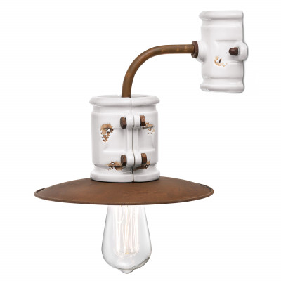 FerroLuce - Urban - Lampada da parete dal design industrial in ceramica con paralume in metallo - 1 Lampadina E27 77W - IP20 - SKU: C1524