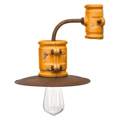 FerroLuce - Urban - Lampada da parete dal design industrial in ceramica con paralume in metallo - Colore: Giallo Majestic - 1 Lampadina - E27 - 77W - IP20 - SKU: C1524-VIG