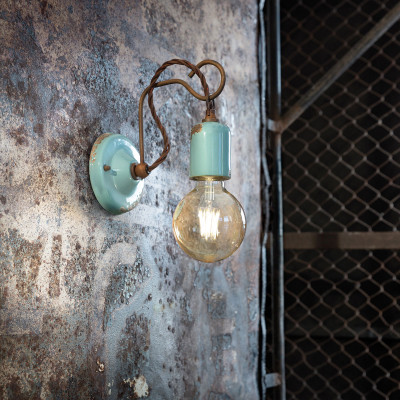 FerroLuce - Vintage - Lampada da parete in stile industrial con struttura in ceramica - 1 Lampadina E27 53W - IP20 - SKU: C665