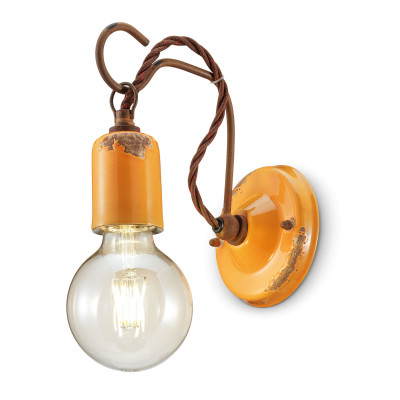 FerroLuce - Vintage - Lampada da parete in stile industrial con struttura in ceramica - Colore: Giallo Majestic - 1 Lampadina - E27 - 53W - IP20 - SKU: C665-VIG