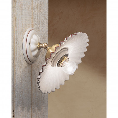 FerroLuce - L'Aquila - Lampada da parete rustica struttura in metallo e paralume in ceramica - 1 Lampadina E27 75W - IP20 - SKU: C155-OS-MA