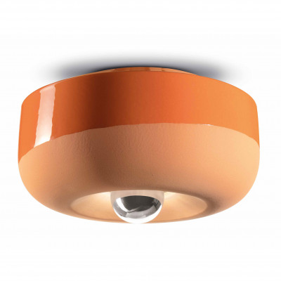 FerroLuce - Bellota - Lampada da soffitto con diffusore in ceramica dal design moderno decò - Colore: Arancione - 1 Lampadina - E27 - 53W - IP20 - SKU: C2542-ARP
