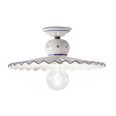 FerroLuce - Roma - Lampada da soffitto grande dallo stile rustico in ceramica decorata a mano - 1 Lampadina E27 75W - IP20 - SKU: C377-NR-44.DEC.FFB