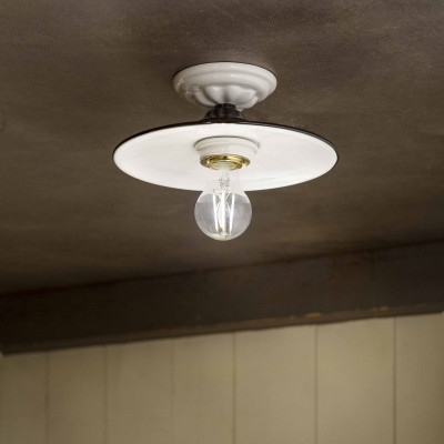 FerroLuce - Potenza - Lampada da soffitto grande in stile classico con paralume in ceramica - 1 Lampadina E27 100W - IP20 - SKU: C007-NE-02