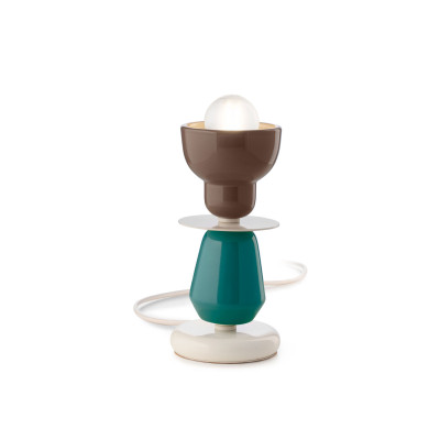  FerroLuce - Berimbau - Lampada da tavolo piccola con diffusore in ceramica dal design moderno decò - 1 Lampadina E27 53W - IP20 - SKU: C2604 