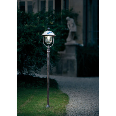 FerroLuce - Bari - Lampione da giardino con paralume in ceramica decorata a mano - 1 Lampadina E27 60W - IP43 - SKU: A304-NA-04.DEC.UOB
