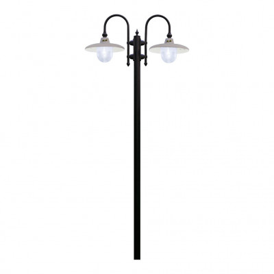 FerroLuce - Campobasso - Lampada da terra da esterno in alluminio e 2 paralumi in ceramica decorata mano - 2 Lampadine E27 60W - IP43 - SKU: A340-2-NR-04.DEC.UOO