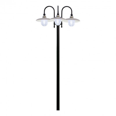 FerroLuce - Campobasso - Lampada da terra da esterno in alluminio e 3 paralumi in ceramica decorata mano - 3 Lampadine E27 60W - IP20 - SKU: A340-3-NR-04.DEC.UOO