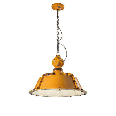 FerroLuce - Industrial - Lampada sospensione in metallo dallo stile industrial con diffusore in ceramica - Colore: Giallo Majestic - 1 Lampadina - E27 - 100W - IP20 - SKU: C1720-VIG