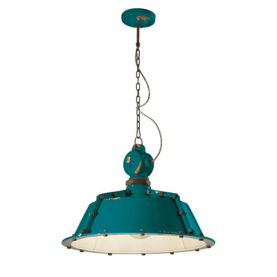 FerroLuce - Industrial - Lampada sospensione in metallo dallo stile industrial con diffusore in ceramica - Colore: Verde - 1 Lampadina - E27 - 100W - IP20 - SKU: C1720-VIV