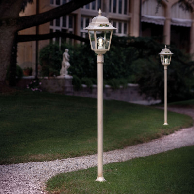 FerroLuce - Gorizia - Lampione da esterno in alluminio con paralume in ceramica decorata a mano - 1 Lampadina E27 75W - IP43 - SKU: A108-BO-04.DEC.UOO