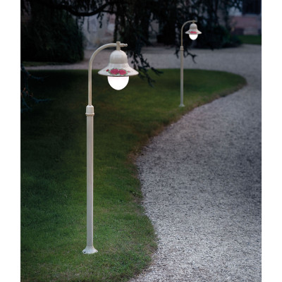 FerroLuce - Imperia - Lampione da esterno in alluminio con paralume in ceramica decorata a mano - 1 Lampadina E27 60W - IP43 - SKU: A202-BO-42.DEC.MOR