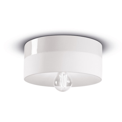 FerroLuce - Pi - Plafoniera a soffitto piccola rotonda interamente in ceramica dal design moderno - Colore: Bianco - 1 Lampadina - E27 - 77W - IP20 - SKU: C1793-BIG