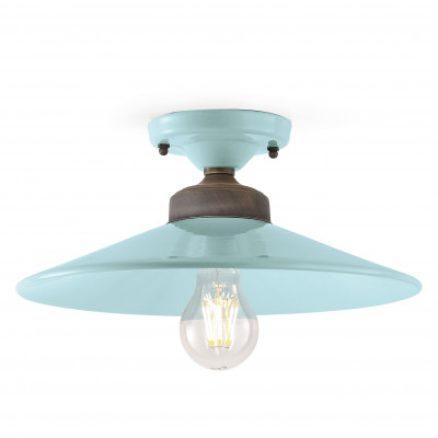 FerroLuce - Colors - Plafoniera da soffitto in metallo e diffusore in ceramica in stile industrial - Colore: Azzurro - 1 Lampadina - E27 - 77W - IP20 - SKU: C1633-AZZ