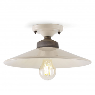 FerroLuce - Colors - Plafoniera da soffitto in metallo e diffusore in ceramica in stile industrial - Colore: Crema - 1 Lampadina - E27 - 77W - IP20 - SKU: C1633-CRM