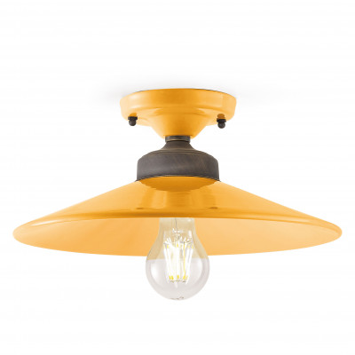 FerroLuce - Colors - Plafoniera da soffitto in metallo e diffusore in ceramica in stile industrial - Colore: Giallo Majestic - 1 Lampadina - E27 - 77W - IP20 - SKU: C1633-GIA