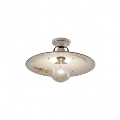 FerroLuce - Bologna - Plafoniera piccola rustica con diffusore in ceramica dipinto a mano - 1 Lampadina E27 75W - IP20 - SKU: C827-NR-29.DEC.AVS