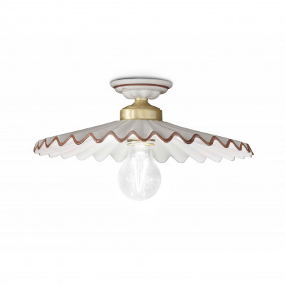 FerroLuce - L'Aquila - Plafoniera piccola rustica con paralume in ceramica decorato a mano - 1 Lampadina E27 100W - IP20 - SKU: C013-OS-MA