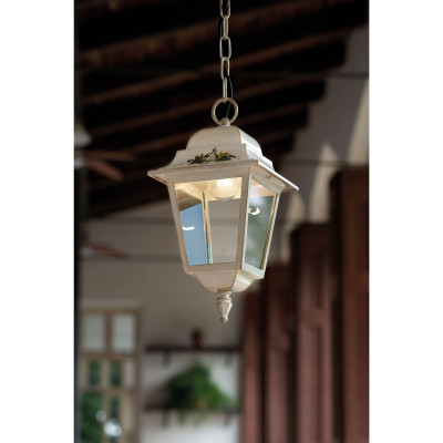FerroLuce - Gorizia - Sospensione grande da esterno con paralume in ceramica decorata a mano - 1 Lampadina E27 75W - IP43 - SKU: A107-BO-04.DEC.UOO