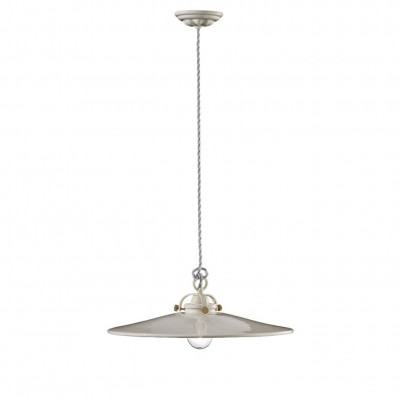 FerroLuce - B&W - Sospensione grande in metallo e diffusore in ceramica dal design industrial - 1 Lampadina E27 53W - IP20 - SKU: C102