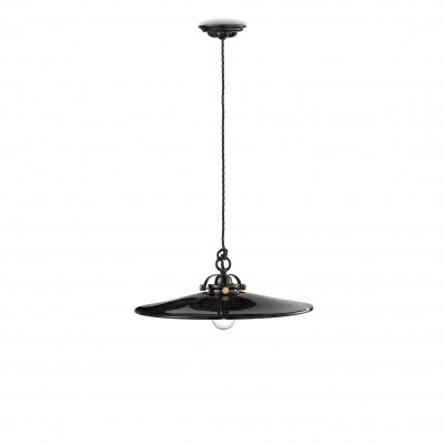 FerroLuce B&W Sospensione grande in metallo e diffusore in ceramica dal design industrial Colore: Nero
