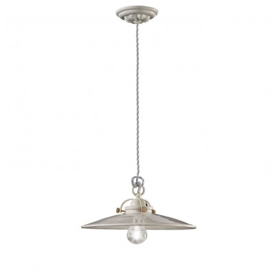 FerroLuce B&W Sospensione piccola in metallo e diffusore in ceramica dal design industrial Colore: Bianco