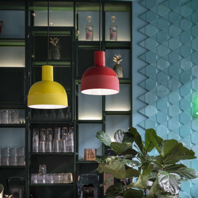 FerroLuce - Caxixi - Lampada a sospensione con diffusore in ceramica dalle linee moderne decò - 1 Lampadina E27 53W - IP20 - SKU: C2400