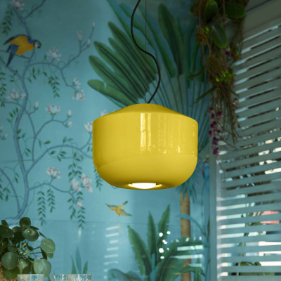 FerroLuce - Bellota - Lampada a sospensione con diffusore grande in ceramica dal design moderno decò - 1 Lampadina E27 53W - IP20 - SKU: C2541