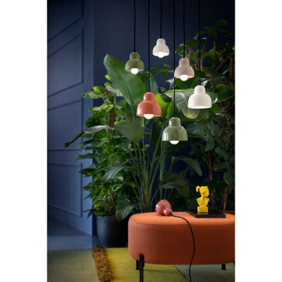 FerroLuce Berimbau Lampadario moderno rotondo con 5 diffusori in ceramica Colore: Multicolore