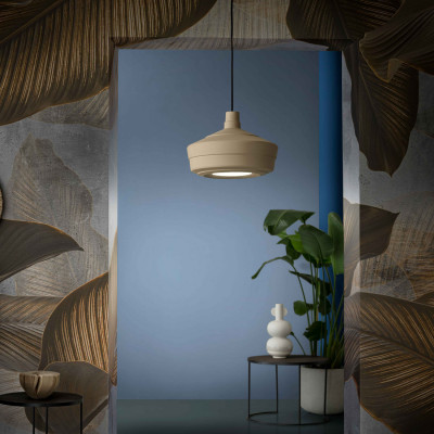 FerroLuce - Churuata - Lampada a sospensione con diffusore in ceramica dalle linee moderne decò - 1 Lampadina E27 53W - IP20 - SKU: C2580