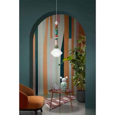 FerroLuce - Lariat - Lampada a sospensione grande con diffusore in ceramica dalle linee moderne decò - 1 Lampadina E27 53W - IP20 - SKU: C2712