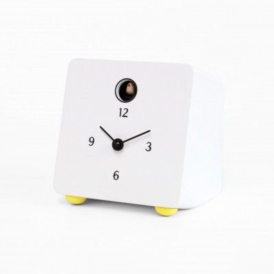 Progetti Orologio da tavolo moderno in legno a cucù "Fido" Colore: Bianco