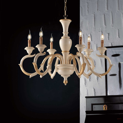 Bonetti Illumina - Fiorenza - Lampadario in legno in stile classico 6 luci - 6 Lampadine E14 40W - IP20 - SKU: BL172-6